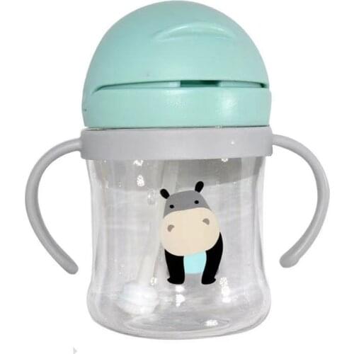 250ML Cartoon Baby Feeding Bottle Infant Children Drinking Cup Kids PP Non-spill Portable Straw Water Bottle Drinkware