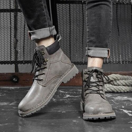 Mens leather bocanci footwear brown vintage handmade home men de sole high shoes summer High mens military altas tactical man