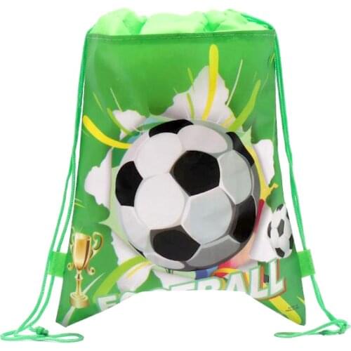 10PCS Football Theme Non-woven Fabrics Mochila Birthday Party Baby Shower Decorate Boys Fors Soccer Design Drawstring Gifts Bags