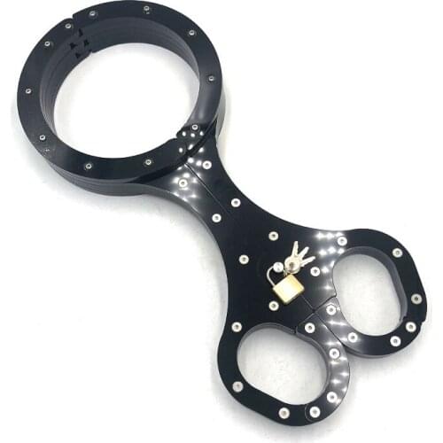 Huge strong black Herringbone collar Handcuffs with Lock BDSM Bondage Flirting game Slave Restraints unisex Toys For Couple