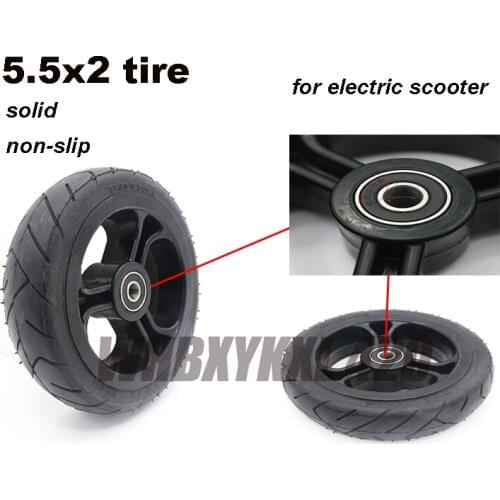 5.5x2 inch solid rubber wheel plastic hub eight-character pattern suitable for electric scooter non-slip no inflation