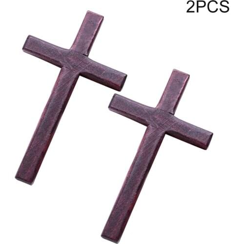 2pcs Crucifix Jesus Religious Charm Pendant Making Gift Office Christ Ornaments Wall Hanging Handmade Wooden Crosses Home Solid