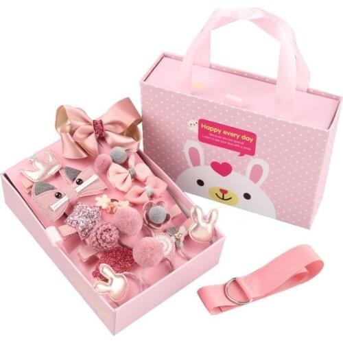 18pcs/set Baby Girls Hair Bands Clips Hairpins Set with Gift Box Baby Girl Bows Headband Baby Hair Accessories Kids Headwear
