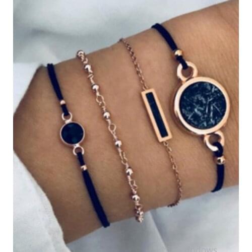 Multi Styles Bohemian Bracelet Set For women Shell Star Map lotus pineapple Heart Natural stone Beads chains Bangle Boho Jewelry