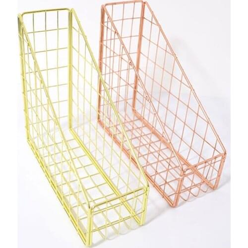 SHGO HOT-Electroplated Iron Book Holder Desktop Shelf File Magazine Book Stand Office Home Stationery Organizer Holder