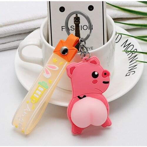 Cute 3D Cartoon Pendant Soft Butt Toy Pinch Decompress Peach Pendant Keychain Holder Pendant Chaveiro Jewelry for gift