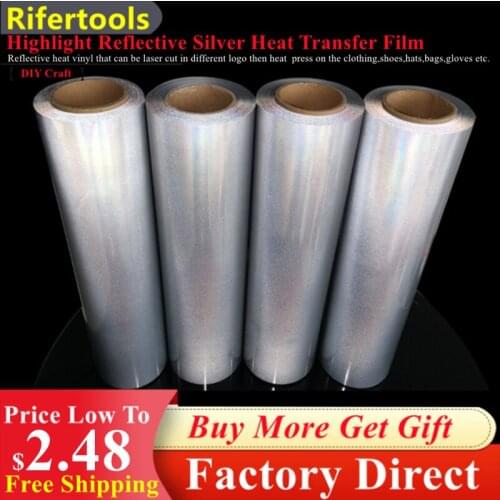 Highlight Reflective Silver Heat Transfer Film Reflecting Lettering Vinyl DIY Craft Iron On Bright Logo Label For Clothing Stick