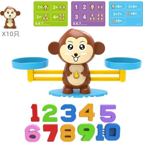 Mini Clever Monkey Balance Scale Kids Montessori Math Toy Digital Number Board Game Educational Learning Toys Teaching Material