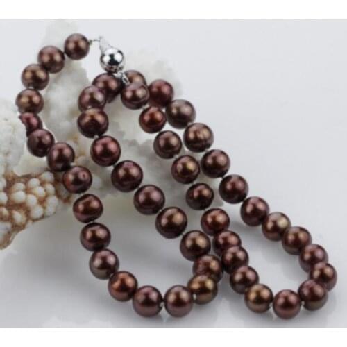 Gorgeous 10-11 mm chocolate pearl necklace 18inch 36"