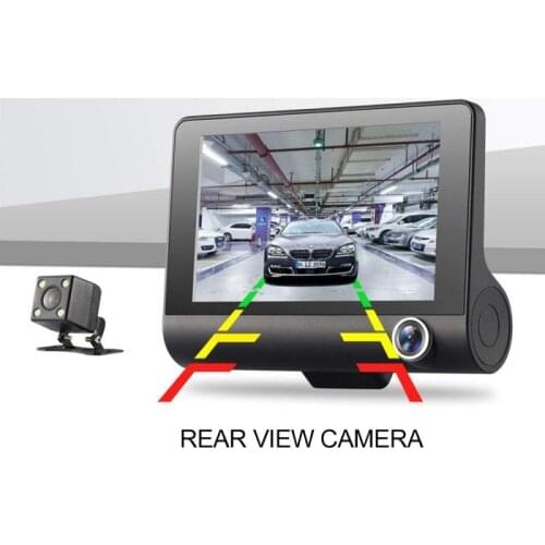 4" Three-way Camera Driving Recorder 1080P HD Waterproof G-sensor Car DVR Dash Camera Cyclic Video Parking Reversing Monitoring