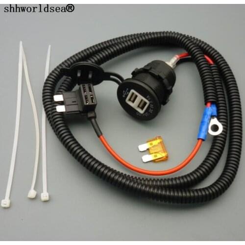 Shhworldsea 100set 1M 1.5mm2 Dual USB Charger Adapte Car Cigarette Cigar Lighter DC12V 24V 3.1A Stardard Fuse Tap Holder Lead