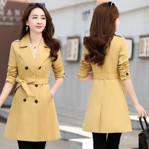 2020 High quality Autumn New High Fashion Brand Woman Classic Double Breasted Trench Coat Waterproof Raincoat Outerwear J224