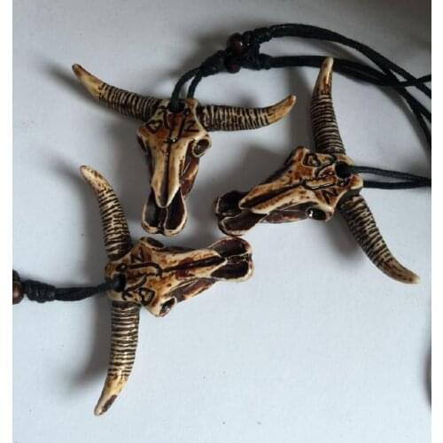 FREE SHIPPING 12 pcs Tibetan bone carving tauren totem pendant necklace