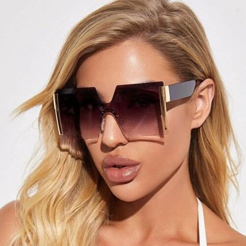 2021 Brand Square Sunglasses Woman Oversized Black Style Shades For Women Big Frame Fashion Sunglasses Female UV400 Glasses