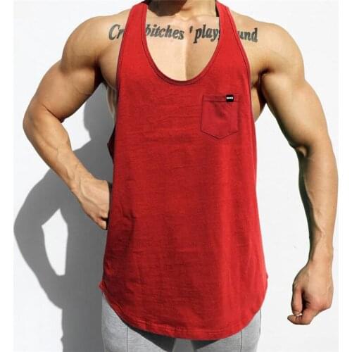 2021 Men Tank Top New O Neck Undershirt Bodybuilding Gym Sleeveless Shirt Gym Vest Solid Elastic Pocket Summer Vest