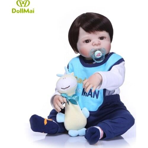 55cm Full Body Silicone Reborn Baby Boy Doll Toys Lifelike Lovely 22inch Newborn Babies Fashion Birthday Gift Bathe Shower Toy