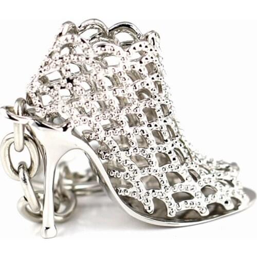 High Heel Shoes Keychain Rhinestone Car Key Rings Women Bag Charms Key Chains Keyrings Fashion Crystal Key Holder
