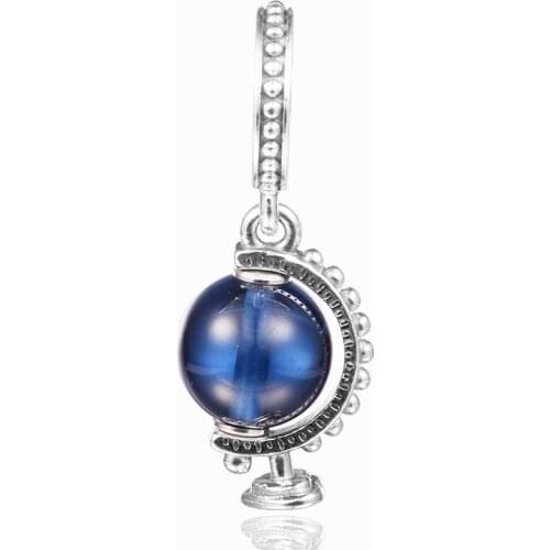 Blue Globe Dangle Charm 2021 Summer Ocean Beads For Jewelry Making Fits Woman DIY Bracelets & Bangle 100% Sterling Silver