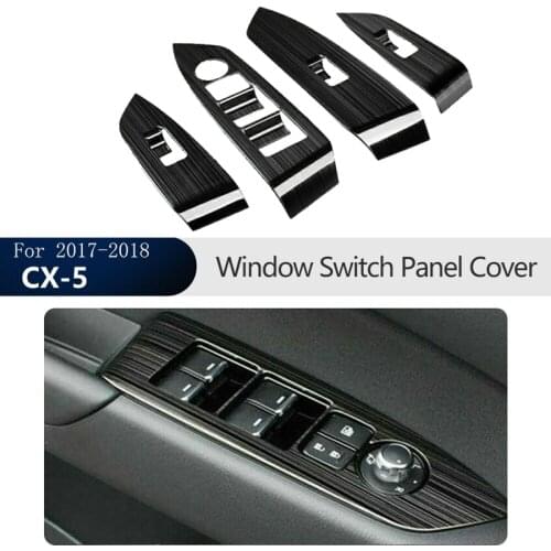 Black Window Lift Switch Panel Protection Cover Trim Inner Door Armrest for Mazda CX-5 CX5 2017-2018 LHD