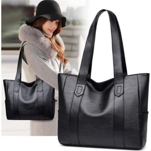 Women PU Leather Handbags Fashion Big Capacity Tote Bags Retro Designer Double Strap Shoulder Bag Female Shopper sac Mujer Bolsa