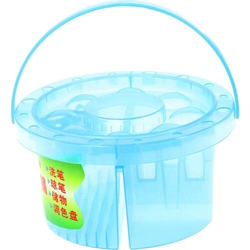 Artists Art Painting Brush Basin Cleaning Washer Tub Pot Brush Holder W/ Palette