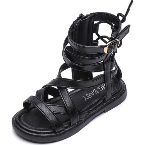 2021 New Kids Roman Sandals High-top Girls Flat Beach Sandals Children Girls Ankle Open Toe Princess Sandals
