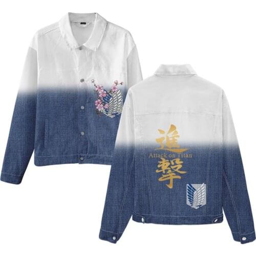 Anime Attack on Titan Denim Jacket Survey Corps 3D Printing Long Sleeve Tops Outfits Ackerman Cosplay Costumes Coats Sweatshirt