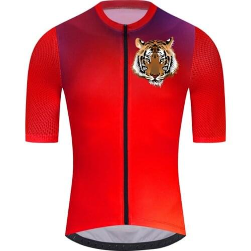 Summer Cycling Jersey Men Short Sleeve Jersey Tiger Head Cycle Clothing Bike Shirt MTB T-shirts Breathable Bicycle Motocross Top