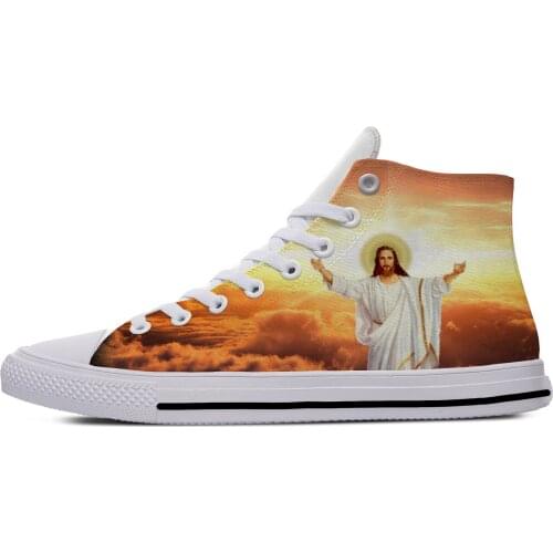 Jesus Holy Light Anime Funny Popular Aesthetic Casual Cloth Shoes High Top Lightweight Breathable 3D Printed Men women Sneakers