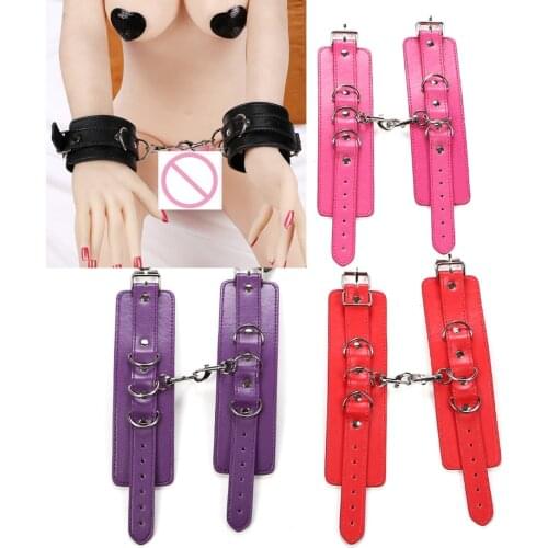 3-ring Leather Fun Handcuffs SM Leather Flirting Bundled Product Adult Fun Sex Toys