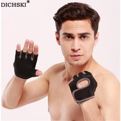 DICHSKI Outdoor Winter Cycling Fingerless Gloves Men Black Knitted Stretch Elastic Half Finger Glove Cycling Anti Slip Mitten