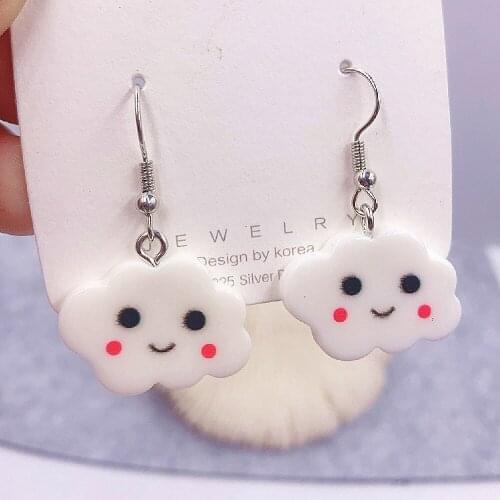 Fashion Cute Sweet Smiley White Clouds Drop Earrings Punk Jewelry For Cool Women Girl Friendship Gifts