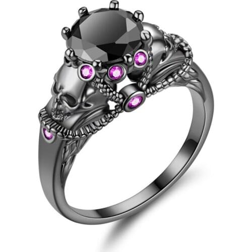 Fashion Crystal Jewelry Punk Skeleton Ring For Women Brand Skull Rings