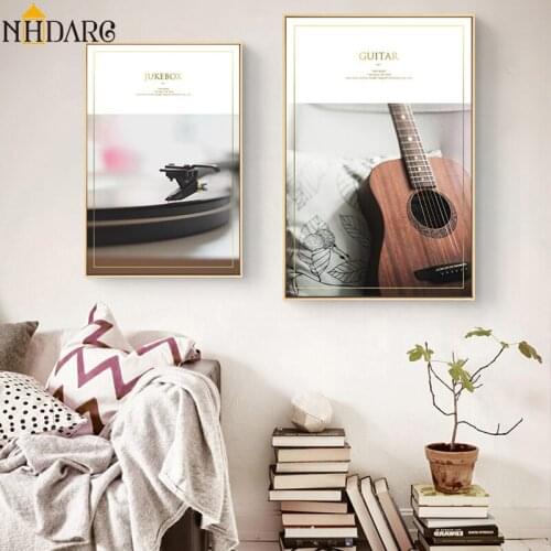 Music Life Theme Guitar Jukebox Piano Lp Record Posters and Prints Canvas Painting Pictures for Living Room Wall Art Home Decor