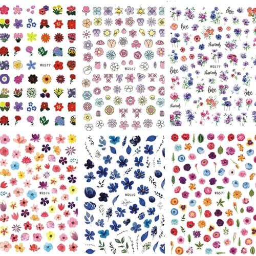 Spring summer nail art sticker floras animals printing 3D manicure accessories self adhesive nail decals WG075