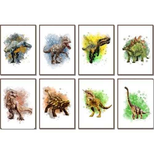 Tyrannosaur Stegosaurus Dinosaur Nursery Wall Art Canvas Painting Nordic Posters And Prints Wall Pictures Baby Kids Room Decor