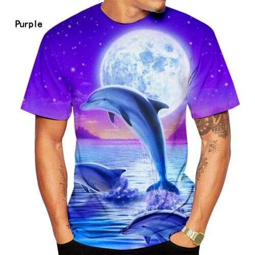 New Fashion Cartoon Dolphin T-shirt Short Sleeve 3D-printed T-shirt for Men and Women