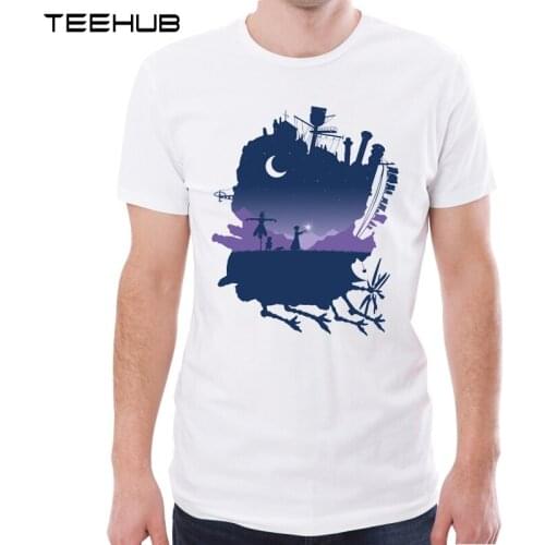 TEEHUB New Arrival 2019 Men Fashion Sophie and Calcifer Printed T-Shirt Short Sleeve Tee Hipster Cool Design Tops