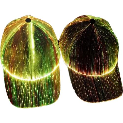 New LED Fiber Optic Luminous Hat Black and White Couple Luminous Outdoor Luminous Cap Baseball Cap Performance Cap