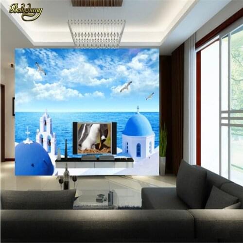 Beibehang Greek Aegean Sea Custom Papel De Parede 3D Photo Wallpaper Art Wall paper Painting Living Room Background Home Decor