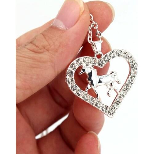 Hzew silver color heart and horse pendant necklace horse jewelry