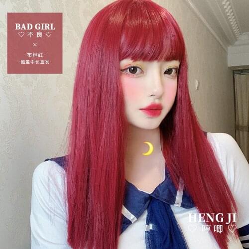 Heng Ji Wig Female Clavicle Straight Hair Net Red Natural Lolita Lolita Daily Cute Realistic Fake Hair Bad Lolita wig