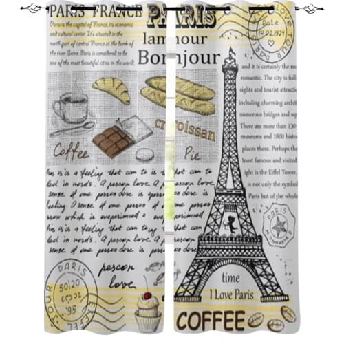 Paris Eiffel Tower Window Curtains for Living Room Luxury Kitchen Bedroom Drapes Home Decor Backdrop Curtain