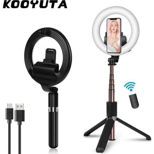 4-in-1 Expandable Wireless Bluetooth Selfie Stick With Stand, Tripod Selfie Ring Light LED, With Makeup Live Remote Control