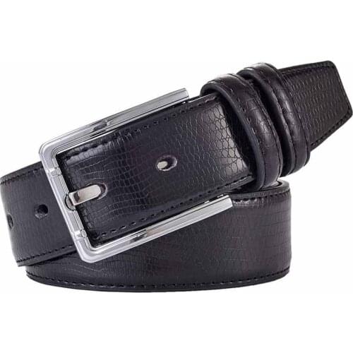 TJ-TingJun New Fashion Serpentine Pattern Gentleman Leather Needle Buckle Belt Middle-aged Belt Casual Retro Belt Popular Strap