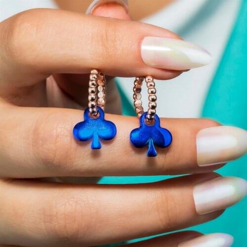 Bulk Clip-On Rose Color Blue Hematite 925 K Silver Clover Earrings
