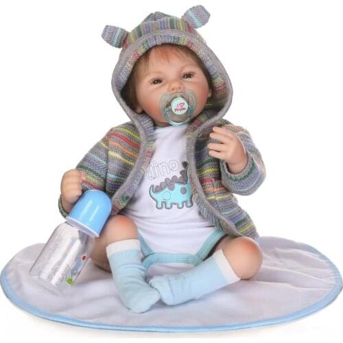 Silicone reborn dolls lifelike 22" girl doll reborn babies soft touch real true looking rooted hair child bebe gift toys boneca