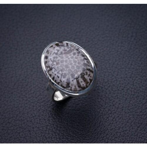 StarGems Natural Stingray Coral Handmade 925 Sterling Silver Ring 7.5 E2265
