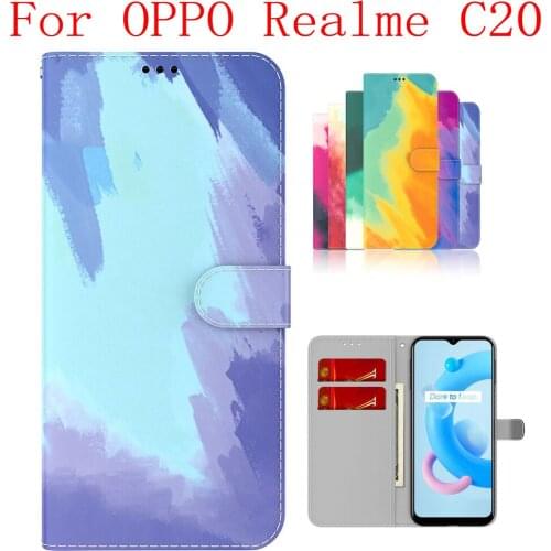 Sunjolly Case for OPPO Realme C20 Wallet Stand Flip PU Phone Case Cover coque capa OPPO Realme C20 Case OPPO Realme C20 Cover