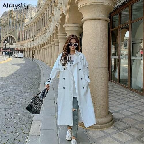 Trench Women Long Sleeve Spring Fashionable All-match Casual Solid High Street Comfortable Ulzzang Outerwear Windbreaker Trendy